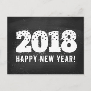 Postcard with text of 2018 on chalkboard. New Year