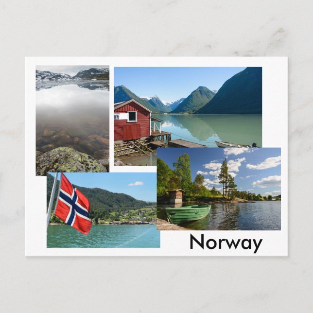 Postcard with various landscapes in Norway (Front)