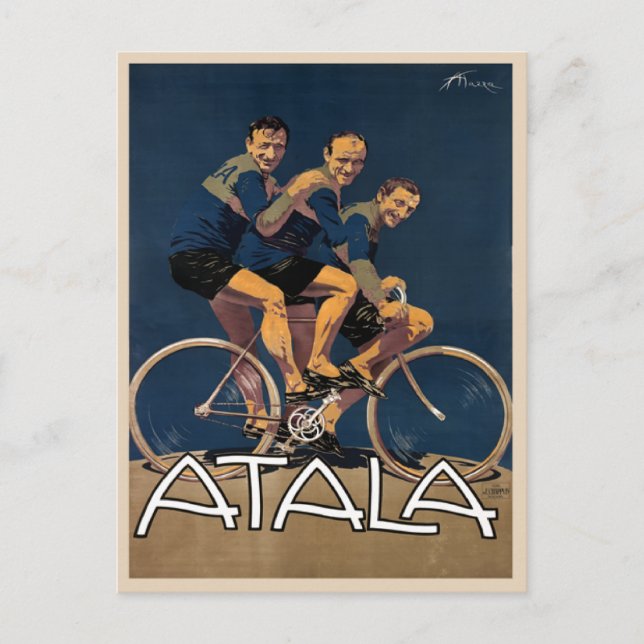 Postcard With Vintage Bicycle Poster Print (Front)