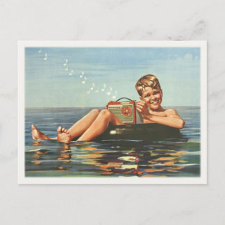 Postcard with Vintage Boy On The Ocean