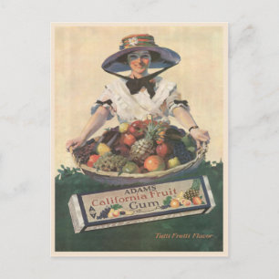 Postcard with Vintage California Fruit Lady