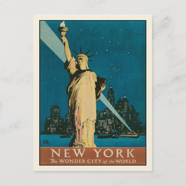 Postcard with Vintage New York Poster Print (Front)