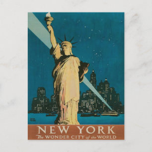 Postcard with Vintage New York Poster Print