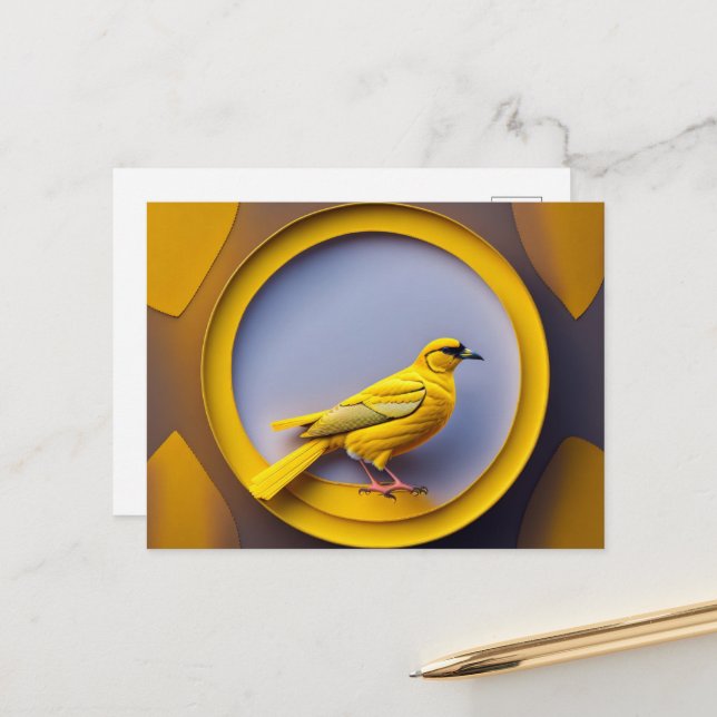 Postcard with Yellow-headed Blackbird (Front/Back In Situ)