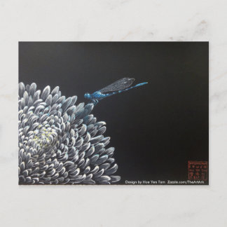 Postcards - Chrysanthemum and damselfly
