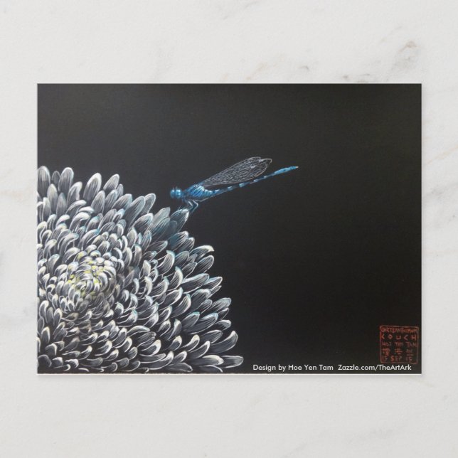 Postcards - Chrysanthemum and damselfly (Front)