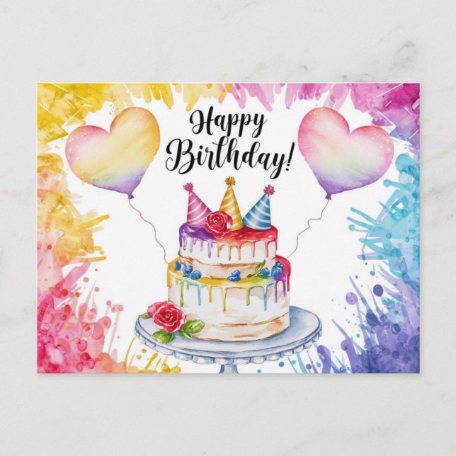 Postcards Happy Birthday Gateau (Front)