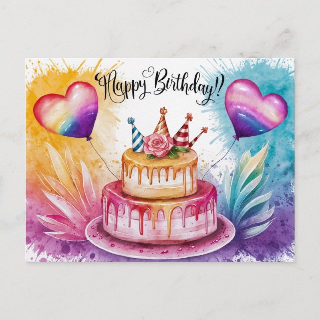 Postcards Happy Birthday Gateau 02 (Front)