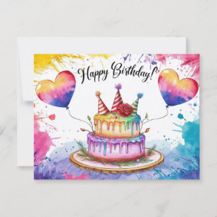 Postcards Happy Birthday Gateau 03