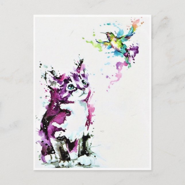 Postcards - Kitten and Hummingbird (Front)
