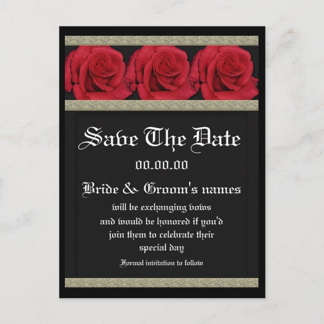 Postcards template - customisable red roses (Front)