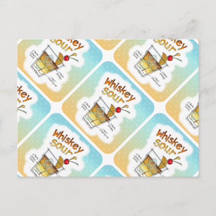 POSTCARDS - WHISKEY SOUR RECIPE COCKTAIL ART