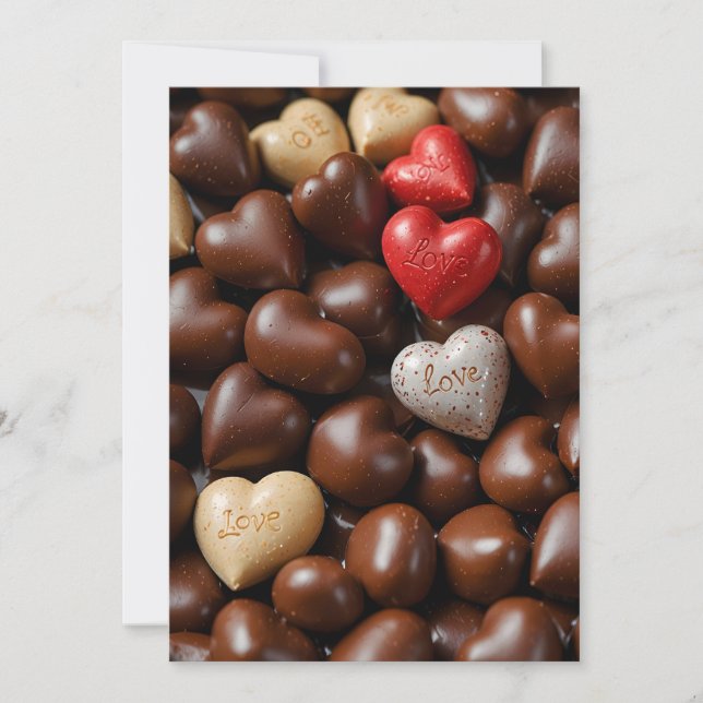 Postcards with chocolate love heart (Front)