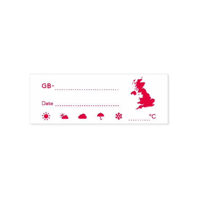 Postcrossing ID GB UK Great Britain Weather Date Self-inking Stamp (Design)