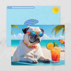 Postcrossing Pug in Paradise Postcard