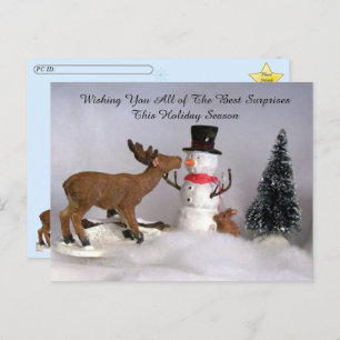 Postcrossing - Snowman and Reindeer Fun Winter Postcard