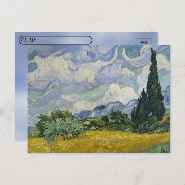 Postcrossing - Wheatfields with Cypresses Van Gogh Postcard (Front/Back)