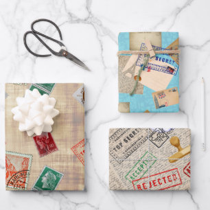 Postcrossing Wrapping Paper Flat Sheet Set of 3