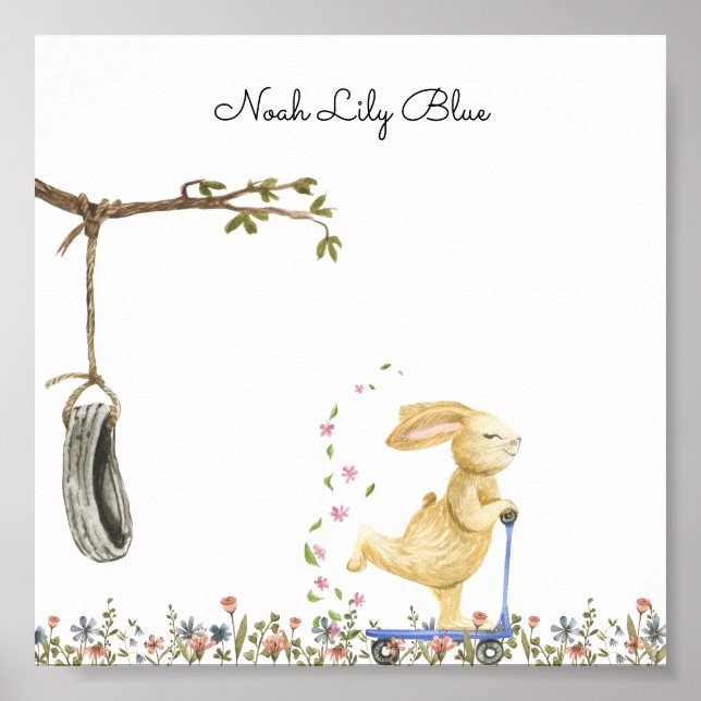 Poster (15,2 x 15,2cm) - Happy Rabbit (Front)