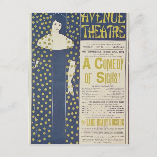 Poster advertising A Comedy of Sighs Postcard (Front)