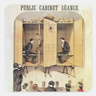 Poster advertising a psychic performance square sticker