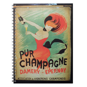 Poster advertising 'Pur Champagne', from Damery, E Spiral Notebook