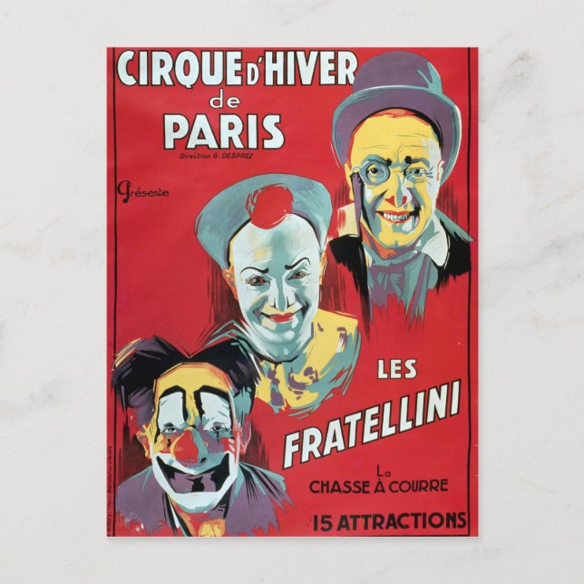 Poster advertising the 'Cirque d'Hiver de Paris' Postcard (Front)