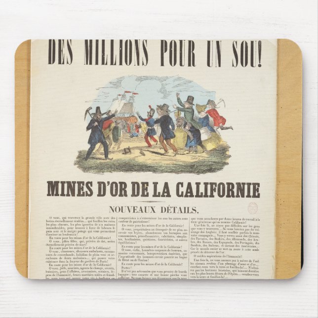 Poster advertising the gold mines in California Mouse Pad (Front)