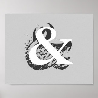 poster ampersand on grey decor for home or office