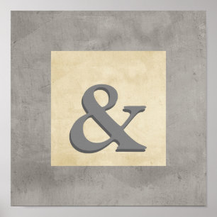 poster ampersand on taupe and grey distressed look