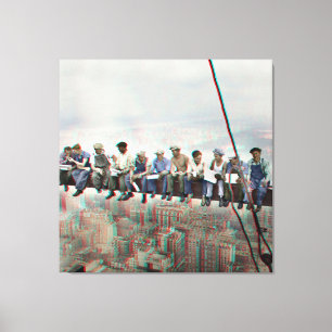 Poster Anaglyph 3D- Lunch atop Skyscraper New York Canvas Print