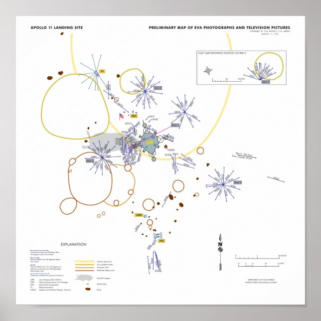 Poster Apollo 11 photo map moonwalk (Front)