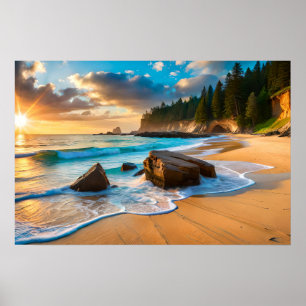 Poster Art Beach Scene