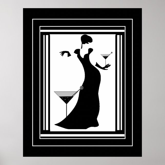 Poster ART DECO LADY Black White (Front)