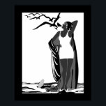 Poster ART DECO LADY Black White birds<br><div class="desc">Poster ART DECO LADY Black White birds Martini</div>