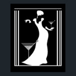 Poster ART DECO LADY Black White Reverted<br><div class="desc">Poster ART DECO LADY Black White</div>