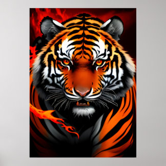 Poster Art Firery Tiger