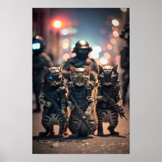 Poster Art Military Cats