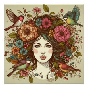 Poster Art Print Birds Song In Fall