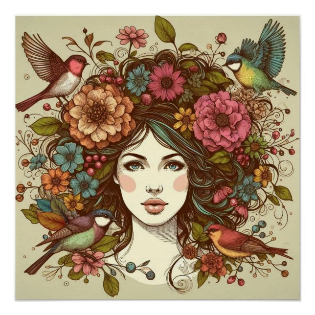 Poster Art Print Birds Song In Fall (Front)