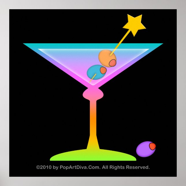 Poster, Art - Rainbow Martini Poster (Front)