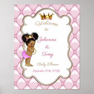 Poster Baby Shower Girl,  Princess, pink, 16x20