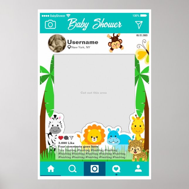 Póster Baby Shower Instagram Custom Selfie Frame  Poster (Front)