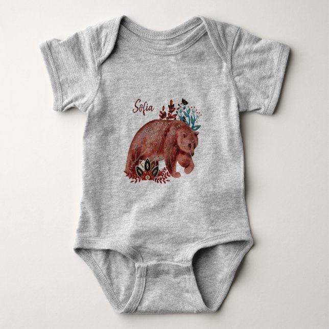 Poster baby shower red and blue with animals baby  bodysuit (Front)