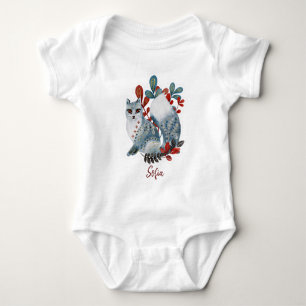 Poster baby shower red and blue with animals baby bodysuit