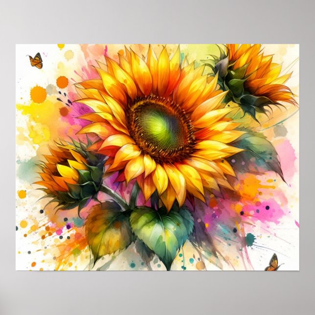 Poster - Beautiful Yellow Sunflower, Art (Front)