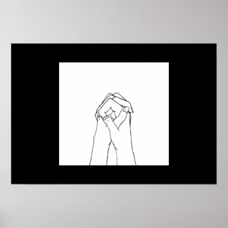 Poster black and white Holding Hands