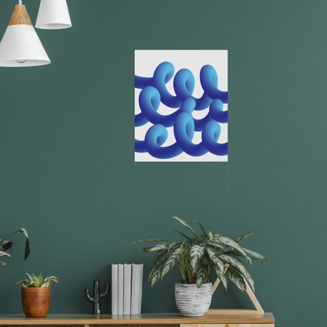 Poster Blue Abstract Waves  (Living Room 1)