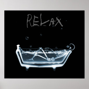 Poster- Blue Relax X-Ray Skeleton Bath Time Poster