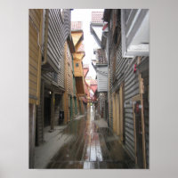 Poster: Bryggen Walkway, Bergen, Norway